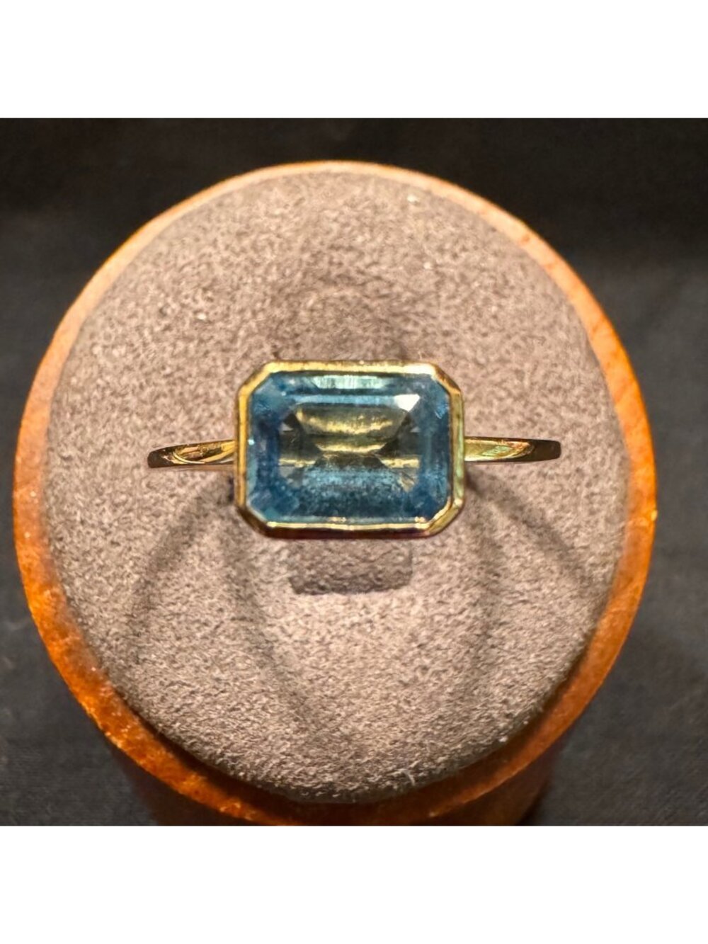 Gold Over Sterling Silver 925 Topaz Bezel Set Thin Band Ring Size 10.75